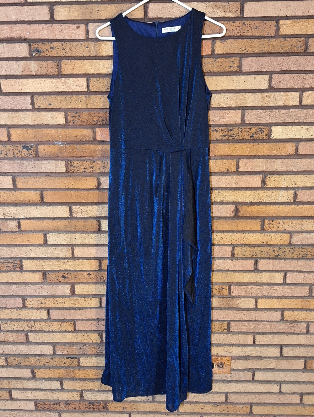 BeryLove Large Blue Sparkly Evening Dress